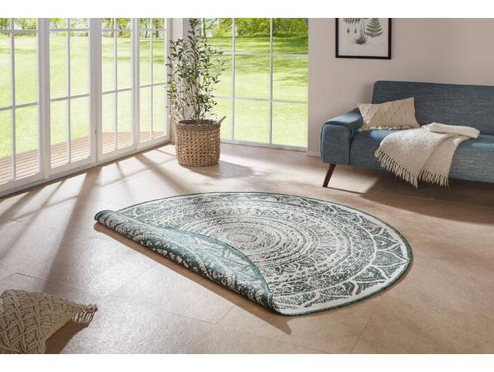 HANSE Home Teppich Siruma Wendeteppich, rund, Höhe: 5 mm, In- & Outdoor, beidseitig, Orientalisch, Teppich, Garten, Flur, beige grün, creme/grün von Hanse-Home