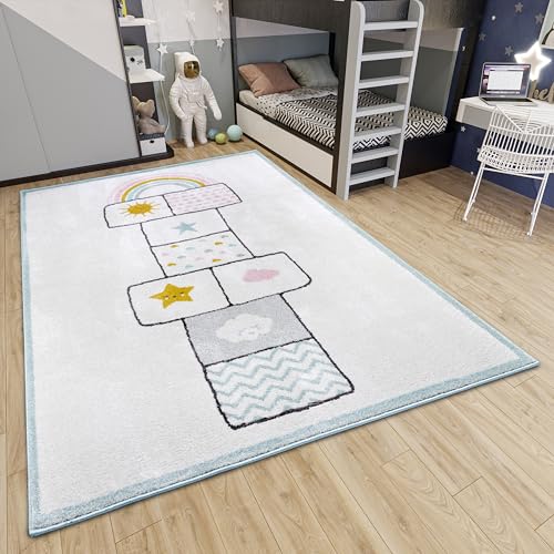 Hanse Home Adventures Kinderteppich - Hüpfkästchen, Hüpfspiel Muster Teppich Junge Mädchen für Kinderzimmer, Spielzimmer, Jugendzimmer, Wohnzimmer - Blau, 160x235cm von Hanse Home