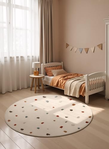 Hanse Home Adventures Kinderteppich - Konfetti Punkte Spielteppich Rund, Modernes Design, Spielmatte, Krabbelteppich Junge Mädchen für Kinderzimmer, Jugendzimmer - Creme Multifarben, Ø 160cm von Hanse Home