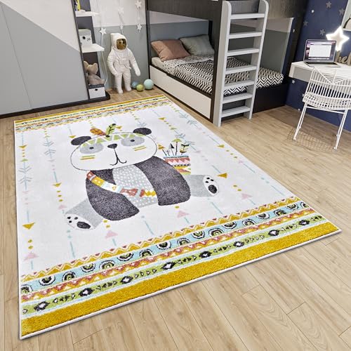 Hanse Home Adventures Kinderteppich - Panda Muster, Tier Muster Teppich Junge Mädchen für Kinderzimmer, Spielzimmer, Jugendzimmer, Wohnzimmer - Creme, 120x170cm von Hanse Home