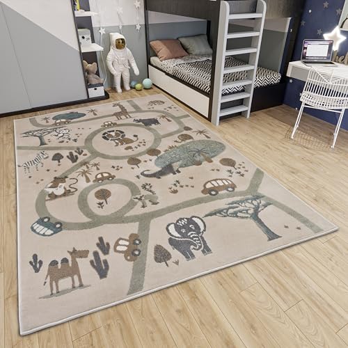 Hanse Home Adventures Kinderteppich - Tier Dschungel Spielteppich Straße Straßenteppich Teppich Junge Mädchen für Kinderzimmer, Spielteppich, Jugendzimmer, Wohnzimmer - Braun Grau, 120x170cm Hanse Home Adventures Kinderteppich - Tier Dschungel Spielteppich Straße Straßenteppich Teppich Junge Mädchen für Kinderzimmer, Spielteppich, Jugendzimmer, Wohnzimmer - Braun Grau, 120x170cm von Hanse Home
