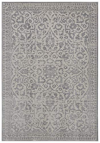 Hanse Home Blavet Moderner Kurzflor Teppich – Flachgewebe Meliert Used-Look Barock Design - für Wohnzimmer Schlafzimmer Küche Flur oder Esszimmer Creme, 160x230cm von Hanse Home