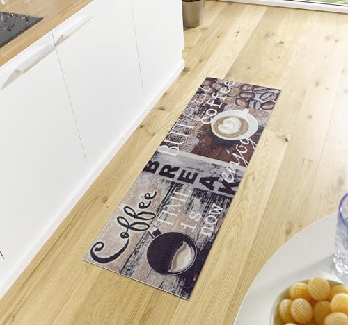 Hanse Home Cook & Clean Küchenläufer – Küchenteppich Coffee Break Motiv Teppichläufer rutschfest Pflegeleicht Teppich Läufer für Küche, Flur, Eingangsbereich, Esszimmer – 50x150cm von Hanse Home