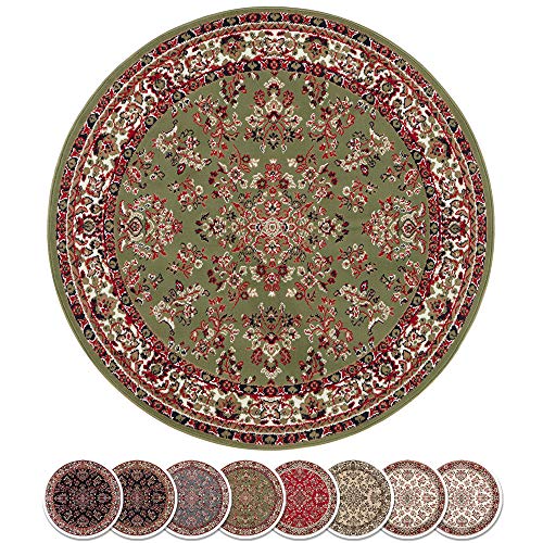 Hanse Home Design Kurzflor Wohnzimmerteppich Orient - Zabul Perser Look, Orientalischer Teppich für Esszimmer, Wohnzimmer, Schlafzimmer - Grün, 140 cm von Hanse Home