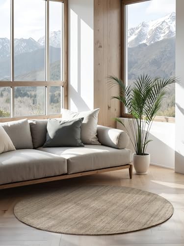 Hanse Home Jute Teppich Rund – Natur Wohnzimmerteppich aus 100% Jute - Handgewebt & Natürlich – Boho Naturfaser Juteteppich für Wohnzimmer, Schlafzimmer, Esszimmer – Natur Grau Braun, Ø 160cm Hanse Home Jute Teppich Rund – Natur Wohnzimmerteppich aus 100% Jute - Handgewebt & Natürlich – Boho Naturfaser Juteteppich für Wohnzimmer, Schlafzimmer, Esszimmer – Natur Grau Braun, Ø 160cm von Hanse Home