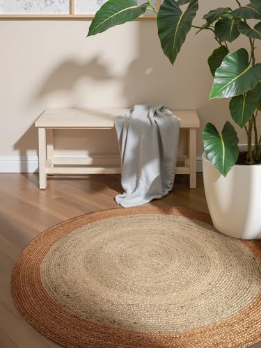 Hanse Home Jutta Juteteppich - Natur Wohnzimmerteppich Rund aus 100% Jute, Handgewebt - Robust & Pflegeleicht - Moderner, Boho Naturfaser Teppich, Natur Elfenbein Gold - Ø200cm von Hanse Home