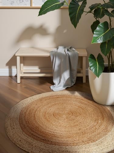 Hanse Home Jutta Juteteppich - Natur Wohnzimmerteppich Rund aus 100% Jute, Handgewebt - Robust & Pflegeleicht - Moderner, Boho Naturfaser Teppich, Natur Gold Elfenbein - Ø200cm von Hanse Home