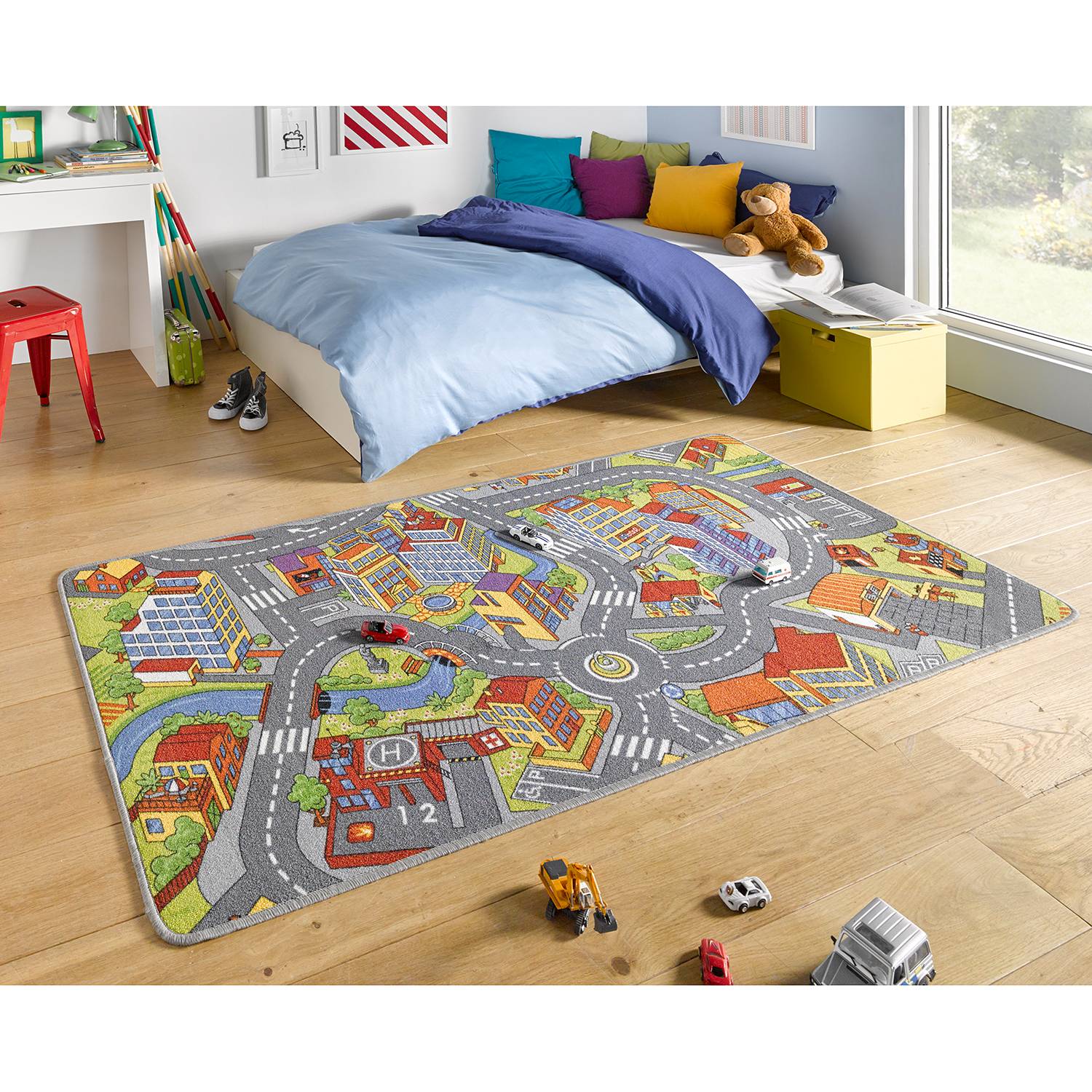 Hanse Home Kinderteppiche Smart City Grau/Multi mit Motiv Mischgewebe 200x300 cm (BxT) Rechteckig von Hanse Home