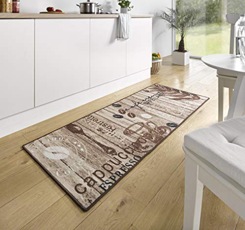 Hanse Home Loop Teppich Läufer – Teppichläufer Mit Schriftzug Weicher Kurzflor Teppich Modernes Design für Flur, Schlafzimmer, Kinderzimmer, Badezimmer, Wohnzimmer, Küche – Braun, 67x180cm von Hanse Home