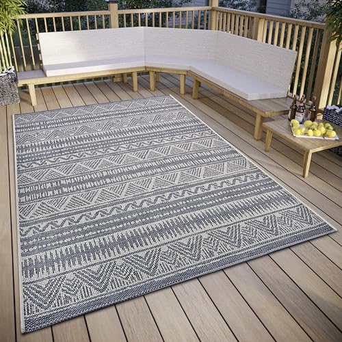 Hanse Home Loto Outdoor Teppich Wetterfest – Modernes Boho Ethno Muster Wasserfest, robuster Aussenteppich Flachgewebe für Garten, Balkon, Terrasse, Wohnzimmer – Beige, 63x120cm von Hanse Home