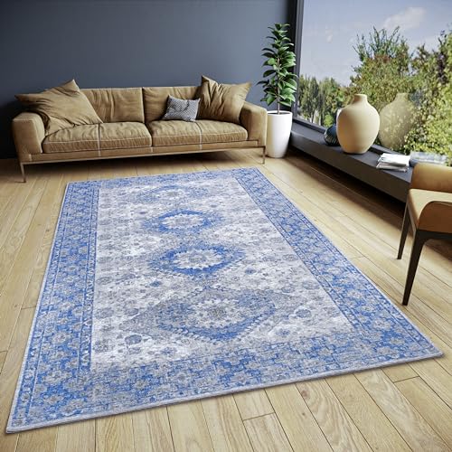 Hanse Home Pare Teppich Orientalisch – Flachgewebe Vintage Design, Anti-Rutsch Unterseite, hochwertig gewebt Designerteppich für Wohnzimmer, Schlafzimmer, Esszimmer, Flur – Grau Blau, 120x180cm von Hanse Home