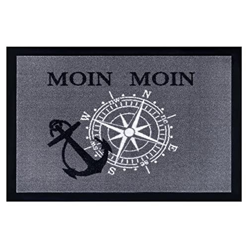 Hanse Home Printy Fußmatte für Innen und Außen 40x60cm - Schmutzfangmatte Türmatte Moin Moin mit Waschbar & Wetterfest, rutschfest für Eingangsbereich & Außenbereich – Anthrazit Grau Schwarz Hanse Home Printy Fußmatte für Innen und Außen 40x60cm - Schmutzfangmatte Türmatte Moin Moin mit Waschbar & Wetterfest, rutschfest für Eingangsbereich & Außenbereich – Anthrazit Grau Schwarz von Hanse Home