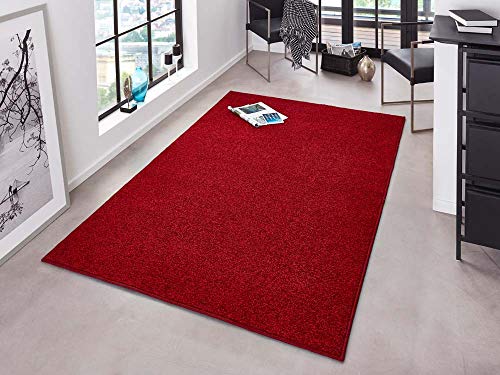 Hanse Home Pure Teppich – Wohnzimmerteppich dichter Kurzflor Robust Schlafzimmerteppich einfarbig Modern für Esszimmer, Wohnzimmer, Kinderzimmer, Flur, Schlafzimmer, Küche – Rot, 140x200cm von Hanse Home