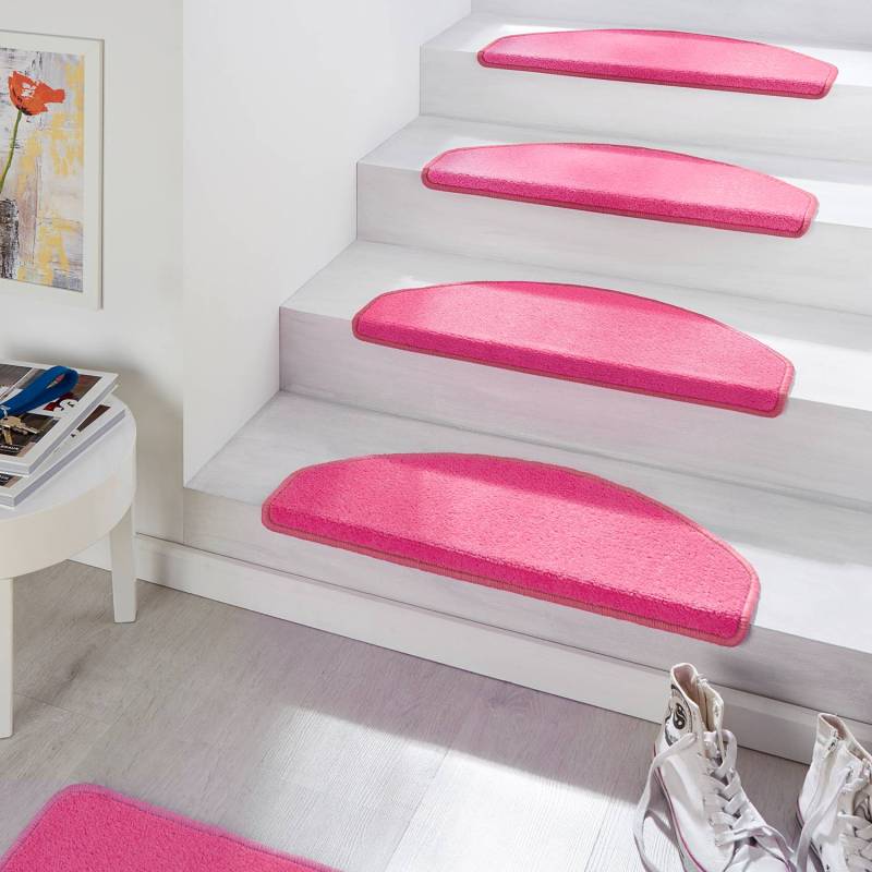 home24 Stufenmatten Fancy 15er-Set 23 x 65cm Pink/Fuchsia von home24