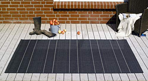 Hanse Home Sunshine In- und Outdoor Teppich Fürth 80x150cm - Flachgewebe Wetterfest Modernes Design für Balkon Terrasse Wintergarten Küche Esszimmer Badteppich Wohnzimmerteppich Wasserfest in Schwarz von Hanse Home