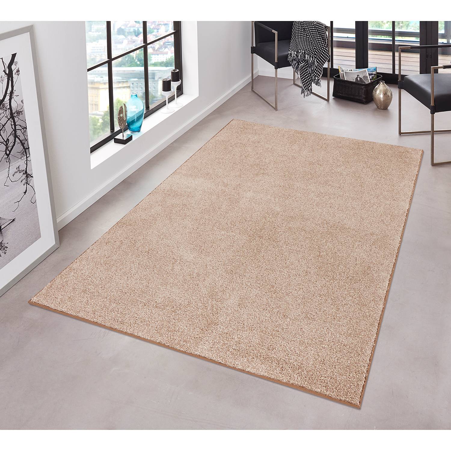 Hanse Home Teppich Uni Pure Beige Rechteckig 160x240 cm (BxT) Modern Kunstfaser von Hanse Home