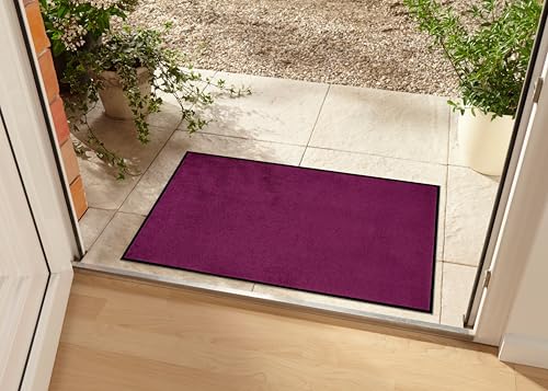 Hanse Home Waschbare In- & Outdoor Fußmatte Uni einfarbig Fußabtreter Schmutzfangmatte Türmatte Schmutzfänger Eingangsteppich Anti-Rutsch Größen, 40x60 cm, Violett von Hanse Home