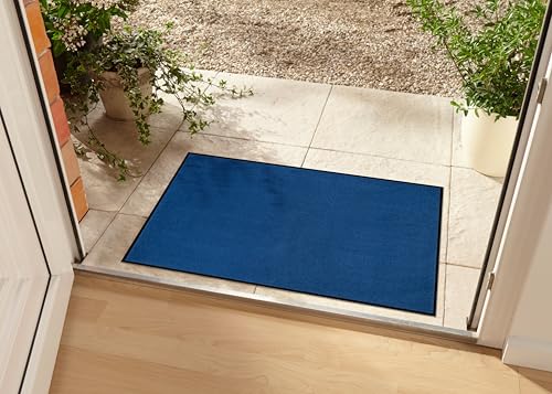 Hanse Home Waschbare In- & Outdoor Fußmatte Uni einfarbig Fußabtreter Schmutzfangmatte Türmatte Schmutzfänger Eingangsteppich Anti-Rutsch Größen, 60x80 cm, Dunkelblau von Hanse Home
