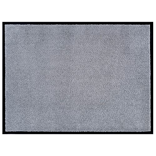 Hanse Home Waschbare In- & Outdoor Fußmatte Uni einfarbig Fußabtreter Schmutzfangmatte Türmatte Schmutzfänger Eingangsteppich Anti-Rutsch Größen, 60x80 cm, Silbergrau von Hanse Home