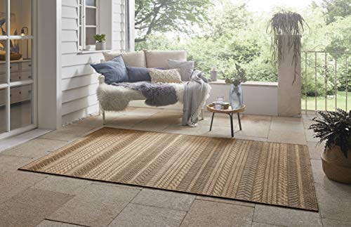 NORTHRUGS In- und Outdoor Teppich Granado 120x170 cm – Flachgewebe Sisal-Look Skandi-Design Wetterfest für Balkon Terrasse Wintergarten Küche Badteppich Wohnzimmerteppich Wasserfest in Beige Braun von Hanse Home