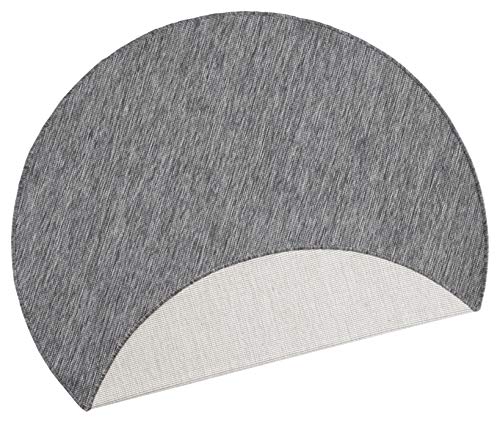 NORTHRUGS In- und Outdoor Teppich Miami Rund ⌀140cm - Wendeteppich Wetterfest Modernes Unifarben Design Läufer für Balkon Terrasse Garten Wintergarten Wohnzimmerteppich Wasserfest in Grau Creme von Hanse Home