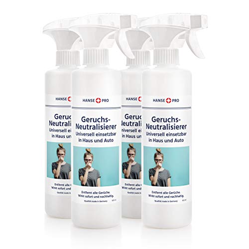 Hanse Pro Geruchsneutralisierer, 4 x 500 ml I Geruchs-Entferner I für Textilien, Wohnung und Auto I entfernt Gerüche von Hund und Katze von Hanse Pro