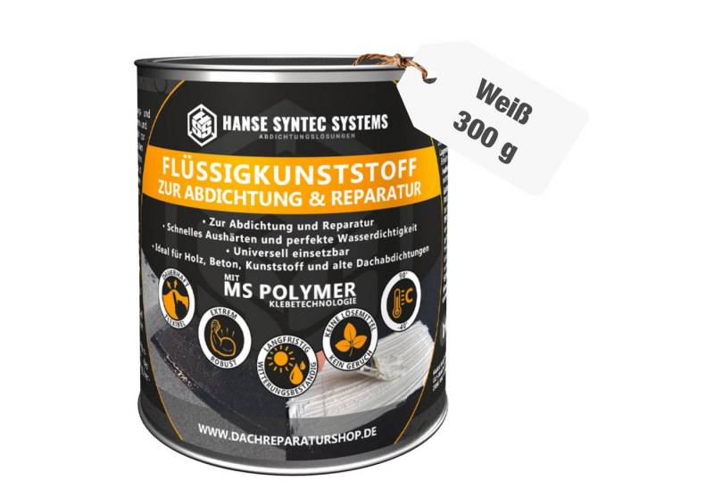 Hanse Syntec Systems Dachbahn Flüssigkunststoff für Abdichtung & Reparatur - Dach & Bauwerk, 300g Dose, geeignet für alle Untergründe außer Silikon, frischen Bitumen/Asphalt von Hanse Syntec Systems