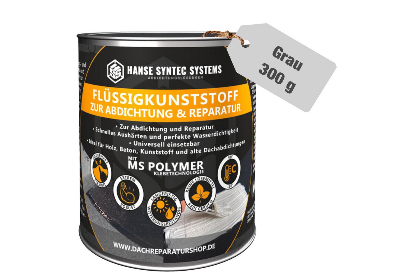 Hanse Syntec Systems Dachbahn Flüssigkunststoff für Abdichtung & Reparatur - Dach & Bauwerk, 300g Dose, geeignet für alle Untergründe außer Silikon, frischen Bitumen/Asphalt Hanse Syntec Systems Dachbahn Flüssigkunststoff für Abdichtung & Reparatur - Dach & Bauwerk, 300g Dose, geeignet für alle Untergründe außer Silikon, frischen Bitumen/Asphalt von Hanse Syntec Systems