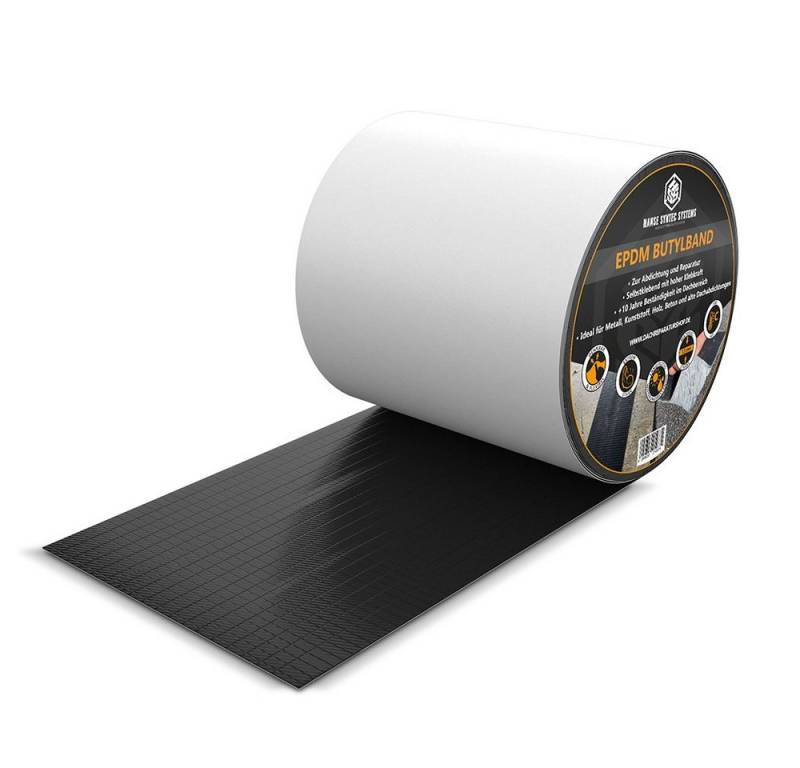 Hanse Syntec Systems Dichtband HSS Butylband EPDM, wasserdicht, gewebeverstärkt, 10cm x 5m schwarz gewebeverstärkt, EPDM Gummi Oberlage, flexibel, robust von Hanse Syntec Systems