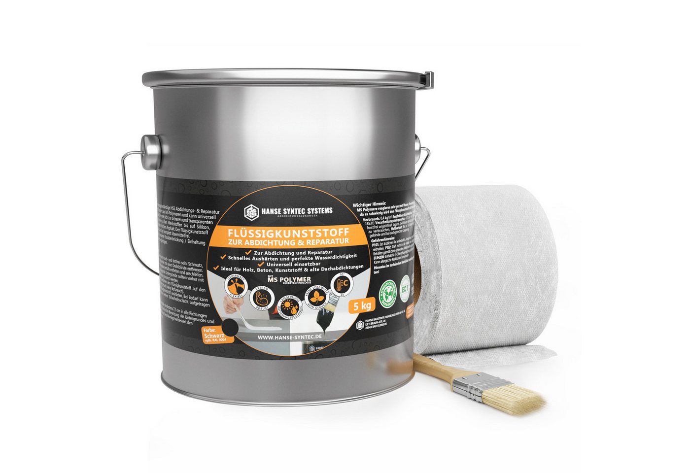 Hanse Syntec Systems Dichtstoff HSS Flüssigkunststoff Abdichtungsset inkl. Pinsel & Vlies, geeignet für alle Untergründe außer Silikon, frischen Bitumen/Asphalt Hanse Syntec Systems Dichtstoff HSS Flüssigkunststoff Abdichtungsset inkl. Pinsel & Vlies, geeignet für alle Untergründe außer Silikon, frischen Bitumen/Asphalt von Hanse Syntec Systems
