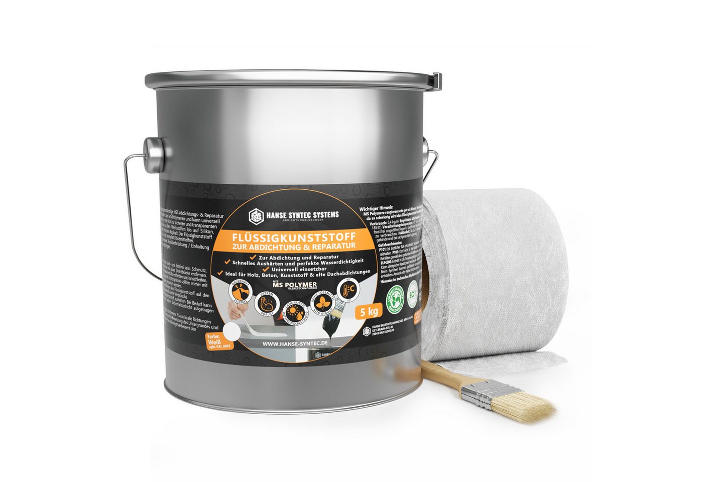 Hanse Syntec Systems Dichtstoff HSS Flüssigkunststoff Abdichtungsset inkl. Pinsel & Vlies, geeignet für alle Untergründe außer Silikon, frischen Bitumen/Asphalt Hanse Syntec Systems Dichtstoff HSS Flüssigkunststoff Abdichtungsset inkl. Pinsel & Vlies, geeignet für alle Untergründe außer Silikon, frischen Bitumen/Asphalt von Hanse Syntec Systems