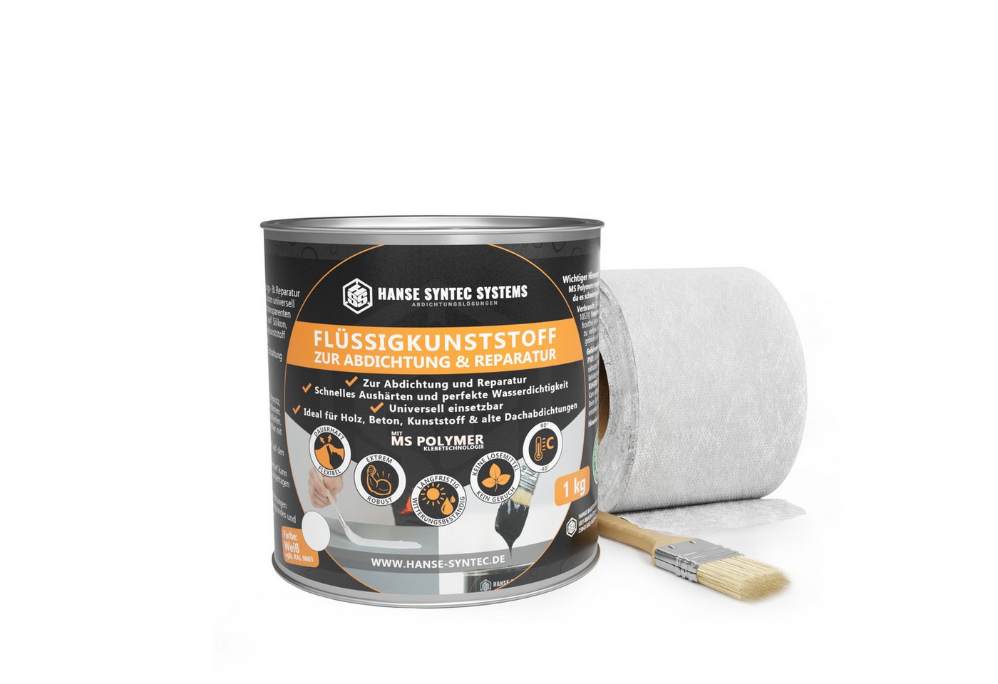 Hanse Syntec Systems Dichtstoff HSS Flüssigkunststoff Abdichtungsset inkl. Pinsel & Vlies, geeignet für alle Untergründe außer Silikon, frischen Bitumen/Asphalt Hanse Syntec Systems Dichtstoff HSS Flüssigkunststoff Abdichtungsset inkl. Pinsel & Vlies, geeignet für alle Untergründe außer Silikon, frischen Bitumen/Asphalt von Hanse Syntec Systems