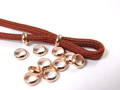 HanseCharms Edelstahl Bead, Perle für Paracord, Leder UVM. 1/2/5/10/50x Stck. in Rosé Gold - 7 x 2 mm, Lochgr. 4,8 mm (5X) von HanseCharms