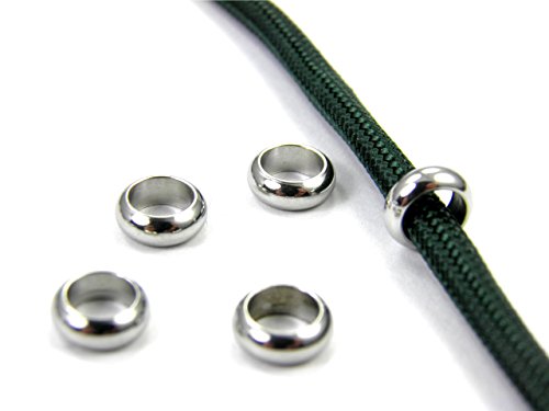 HanseCharms Edelstahl Beads, Bead, Perle, Spacer für Paracord, Leder, PPM Seil UVM. 2/5/10/50 Stck. - Größe: ca. 3 x 8 mm - Lochgröße 5 mm - Nr. 26 (5 Stück) von HanseCharms