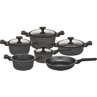 Hanseatic Topf-Set "Black Edition, mit langlebiger VITAFLON GRANIT Antihaft-Versiegelung", Aluminiumguss, (Set, 10 tlg.), Kochtopf-Set im modernen Design mit formschönen Soft-Touchgriffen von Hanseatic
