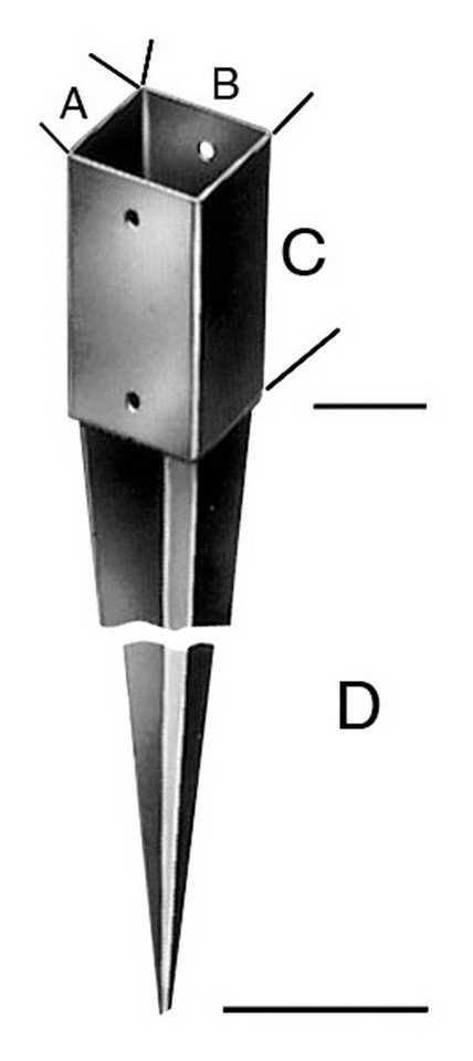 Hanseatischer Drahthandel Einschlag-Bodenhülse, Feuerverzinkt 71 x 750 mm Stärke 1,8 mm von Hanseatischer Drahthandel