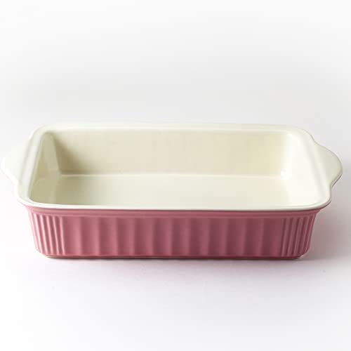 Hanseküche Auflaufform Groß für 4 Personen aus hochwertiger Keramik - Ideal für Lasagne, Aufläufe oder Tiramisu, Auflaufform Groß, Ofenbackform, Lasagneform rechteckig (Pink) von Hanseküche