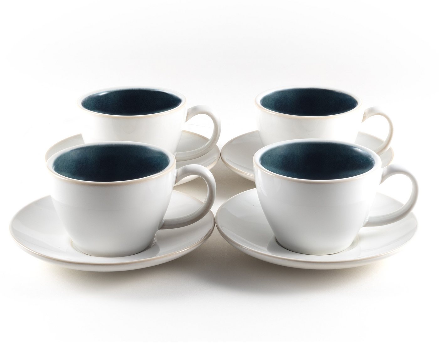 Hanseküche Cappuccinotasse Cappuccino Tassen 4er Set (180 ml) aus Steingut, Keramik, lange Wärmesspeicherung durch dickwandiges Steingut von Hanseküche