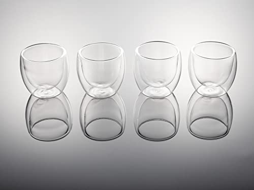 Hanseküche Doppelwandige Espressotassen 4er Set (4x80ml) – Espresso Gläser Set aus hochwertigem Borosilikatglas – Handgefertigte Gläser im edlen Design, doppelwandig, Tassen (Standard) von Hanseküche