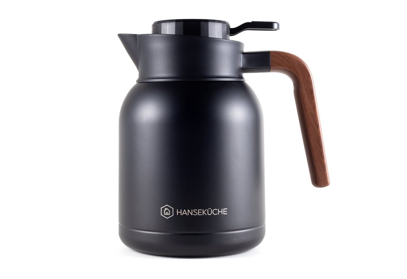 Hanseküche Kaffeekanne Thermoskanne (1,5L) aus hochwertigem 304 Edelstahl, 1.5 l, (Thermoskanne, inkl. einfachen Drehverschluss), Doppelwandige Isolierung, Tropffreies Ausgießen von Hanseküche