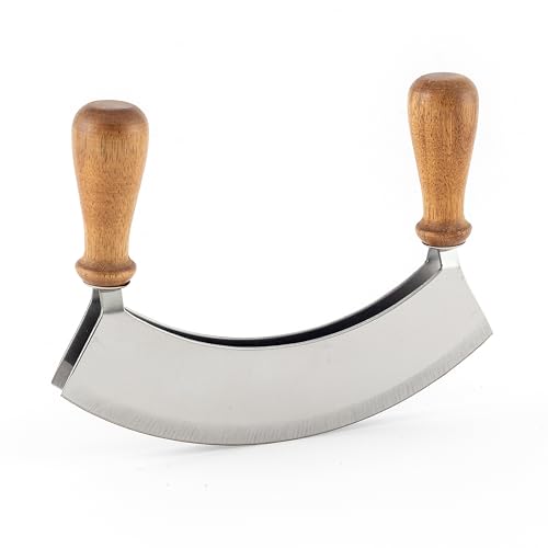 Hanseküche - Kräutermesser Wiegemesser zweischneidig 17,5 cm – Spezialklingenstahl – Küchenklinge zum feinen Zerkleinern, Hacken & Schneiden von Kräutern (Wiegemesser) von Hanseküche