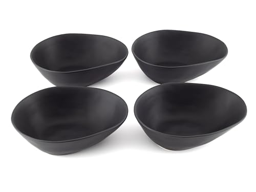 Hanseküche Pastateller 4er Set - Spaghetti Teller für 4 Personen, Steingut Geschirrset für Nudeln, Bowl, spülmaschinenfest, handgefertigte Pastaschale, Pasta-Schüssel (4, Oval) von Hanseküche