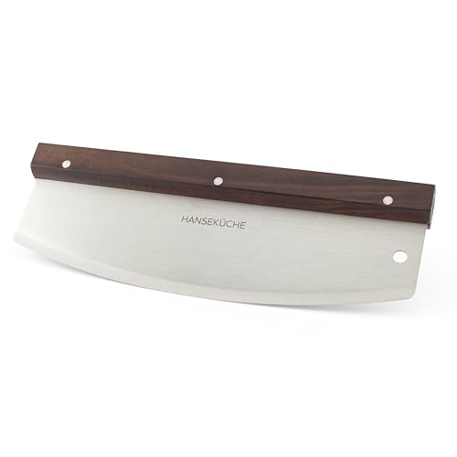 Hanseküche Pizzaschneider - 32cm Edelstahl Klinge - Stilvoller Griff aus Akazienholz, Pizza Schneidemesser, Pizzamesser mit Klingenschutz von Hanseküche