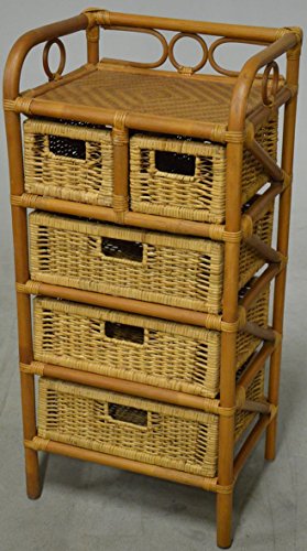 Hansen 2439/3/2 Rattanregal 3+2Ablagefächer, honigfarben, Abmessung:45x35xH95 von Hansen Rattan