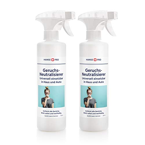 Hanse Pro Geruchsneutralisierer, 2 x 500 ml I Geruchs-Entferner I für Textilien, Wohnung und Auto I entfernt Gerüche von Hund und Katze von Hanse Pro