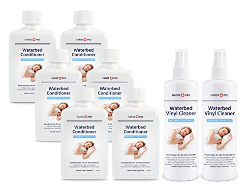 HANSE PRO Wasserbetten-Pflegeset: 6 x 250 ml Waterbed Conditioner + 2 x 250 ml Waterbed Vinyl Cleaner I Wasserbettenpflege mit Konditionierer und Vinylreiniger von Hanse Pro