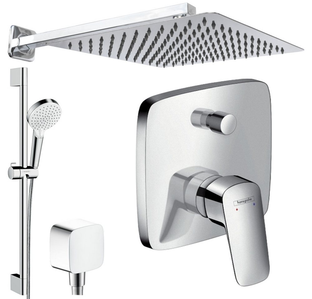 Hansgrohe und Jowi Duscharmatur Logis Unterputz Duschsystem mit Kopfbrause, Regendusche (Unterputz-Duschsystem, Set) mit Brausestange, 650mm von Hansgrohe und Jowi