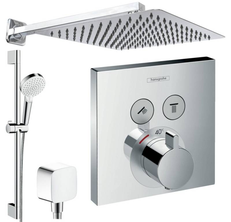 Hansgrohe und Jowi Duscharmatur ShowerSelect Thermostat, Unterputz Duschsystem mit Kopfbrause (Unterputz-Duschsystem, Set) Thermostat von Hansgrohe und Jowi