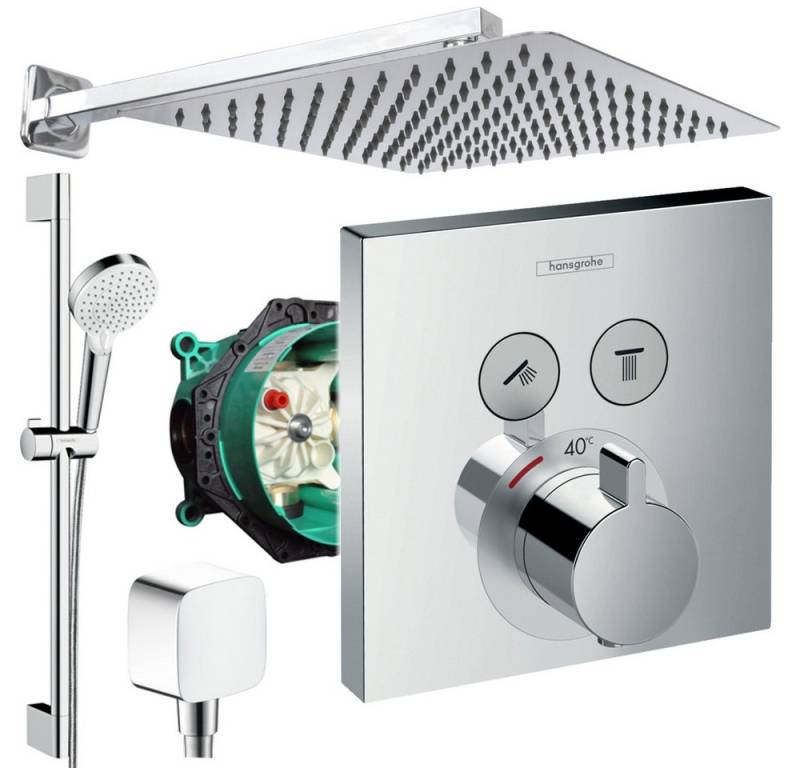 Hansgrohe und Jowi Duscharmatur ShowerSelect Thermostat, Unterputz Duschsystem mit Kopfbrause (Unterputz-Duschsystem, Set) Thermostat von Hansgrohe und Jowi