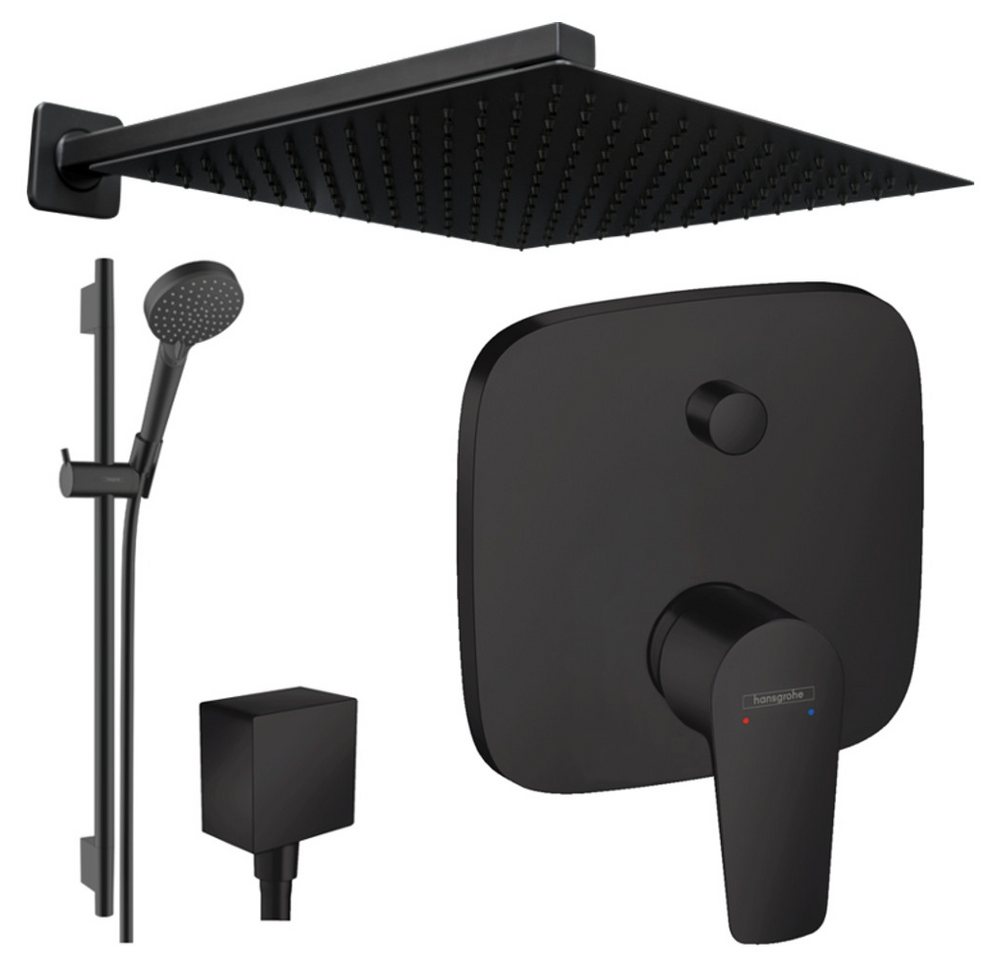 Hansgrohe und Jowi Duscharmatur Talis E, Unterputz Duschsystem mit Kopfbrause, Schwarz (Unterputz-Duschsystem, Set) Mattschwarz von Hansgrohe und Jowi